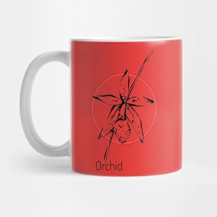 Orchid on red circle Mug